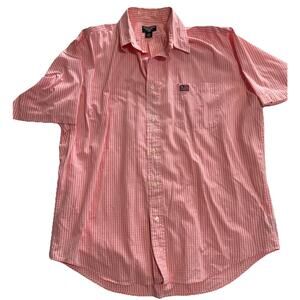 Ralph Lauren Button Down Shirt Men L Pink Gingham Check Short Sleeve Flag Logo